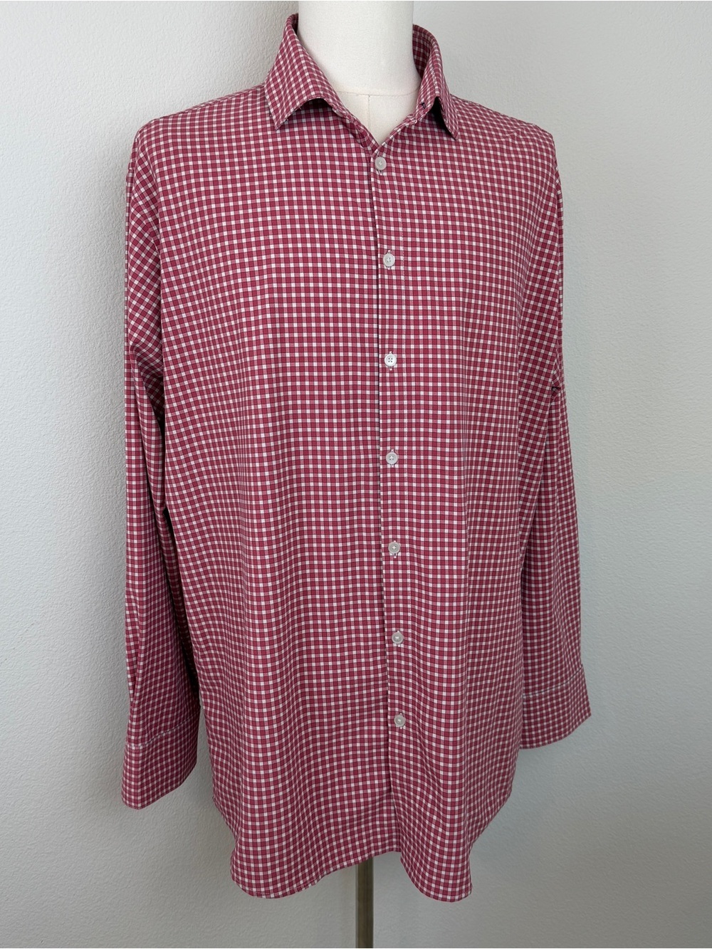 MIZZEN + MAIN Men’s Lightweight Leeward Long Sleeve Pink Check Button Down | XL